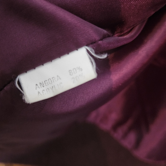 STILLMAN Studio 80% Angora Soft Fur Dark Burgundy Cardigan Sweater - Picture 5 of 7